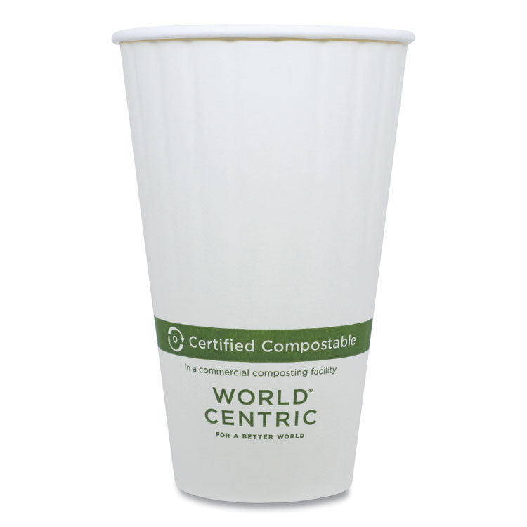 World Centric - Double Wall Paper Hot Cups, 16 oz, White, 600/Carton