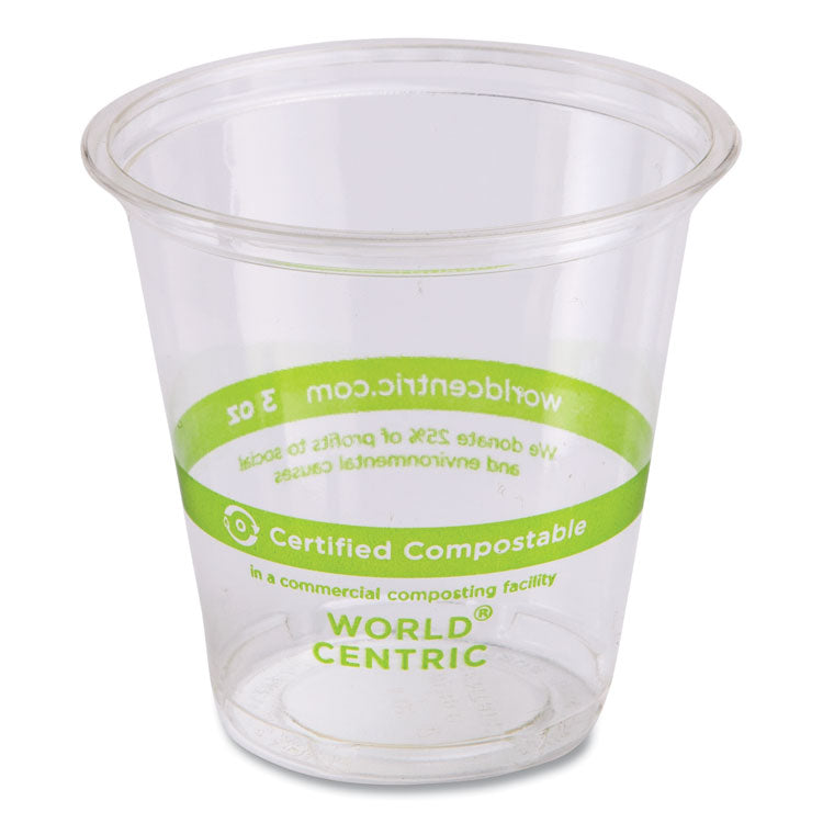 World Centric - PLA Clear Cold Cups, 3 oz, Clear, 2,500/Carton