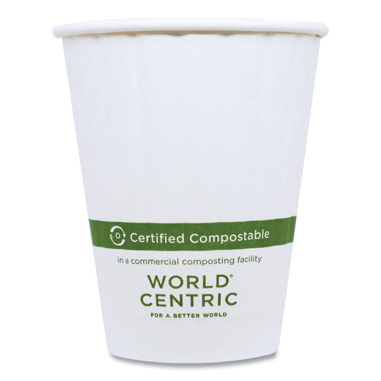 World Centric - Double Wall Paper Hot Cups, 12 oz, White, 1,000/Carton