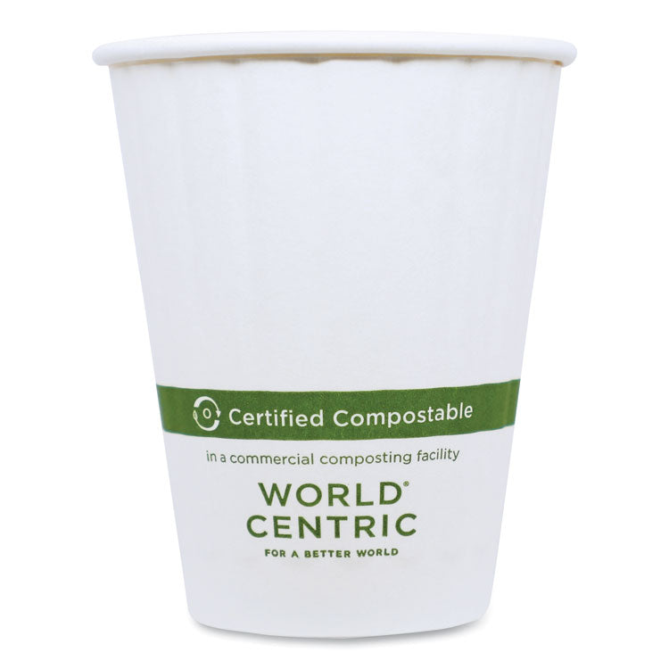 World Centric - Double Wall Paper Hot Cups, 8 oz, White, 1,000/Carton