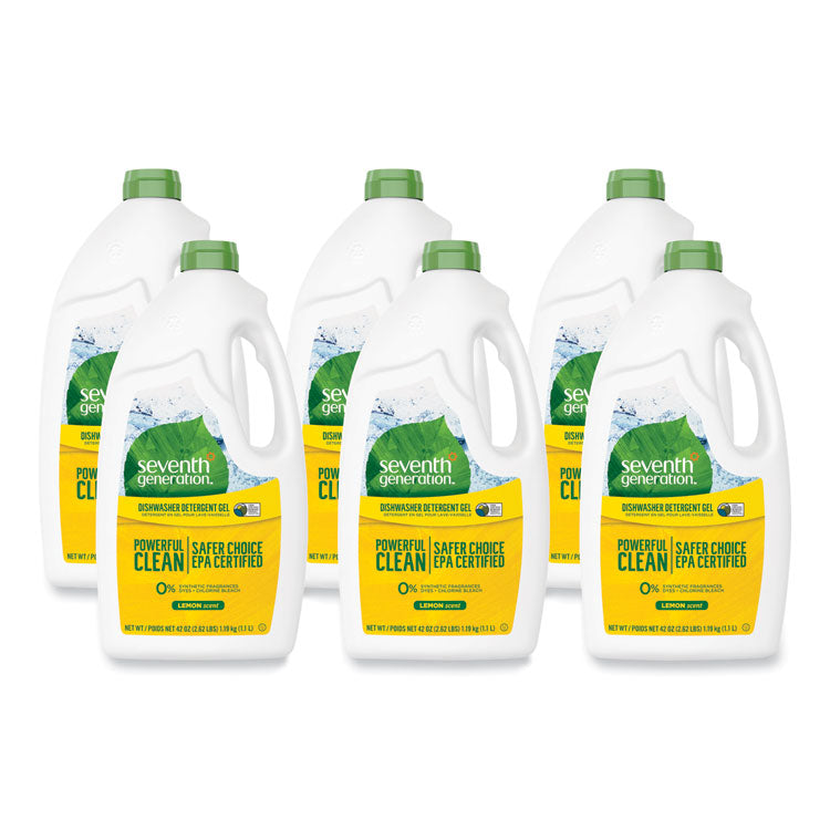 Seventh Generation - Natural Automatic Dishwasher Gel, Lemon, 42 oz Bottle, 6/Carton