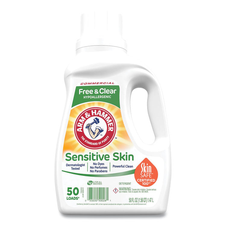 Arm & Hammer - HE Compatible Liquid Detergent, Unscented, 50 Loads, 50 oz Bottle, 8/Carton