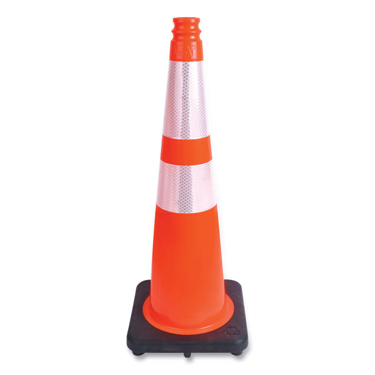 Tatco - Traffic Cone, 10.75 x 10.75 x 28, Orange/Silver/Black