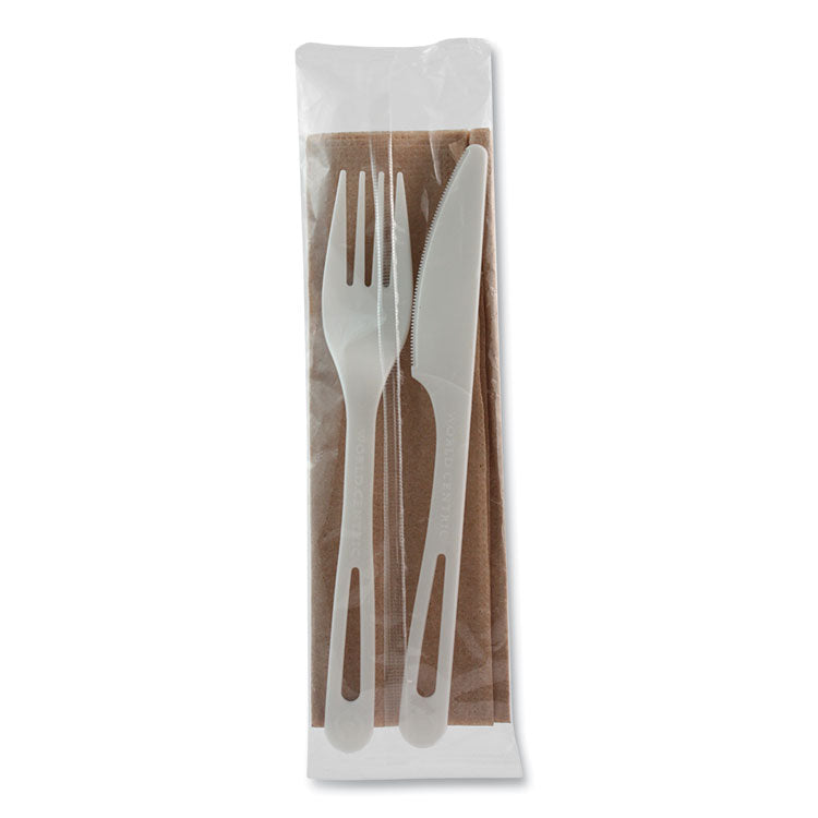 World Centric - TPLA Compostable Cutlery, Fork/Knife/Napkin, White, 500/Carton