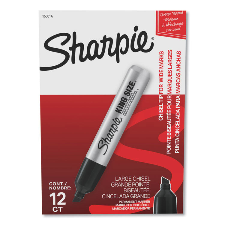 Sharpie - King Size Permanent Marker, Broad Chisel Tip, Black, Dozen (7866247)