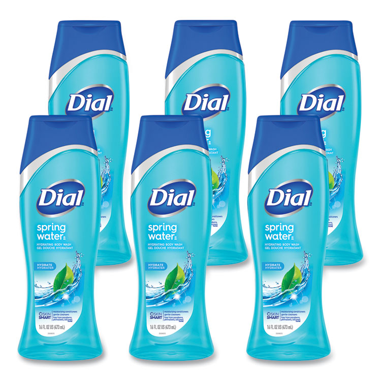 Dial - Spring Water Body Wash, Spring Water Scent, 16 oz, 6/Carton