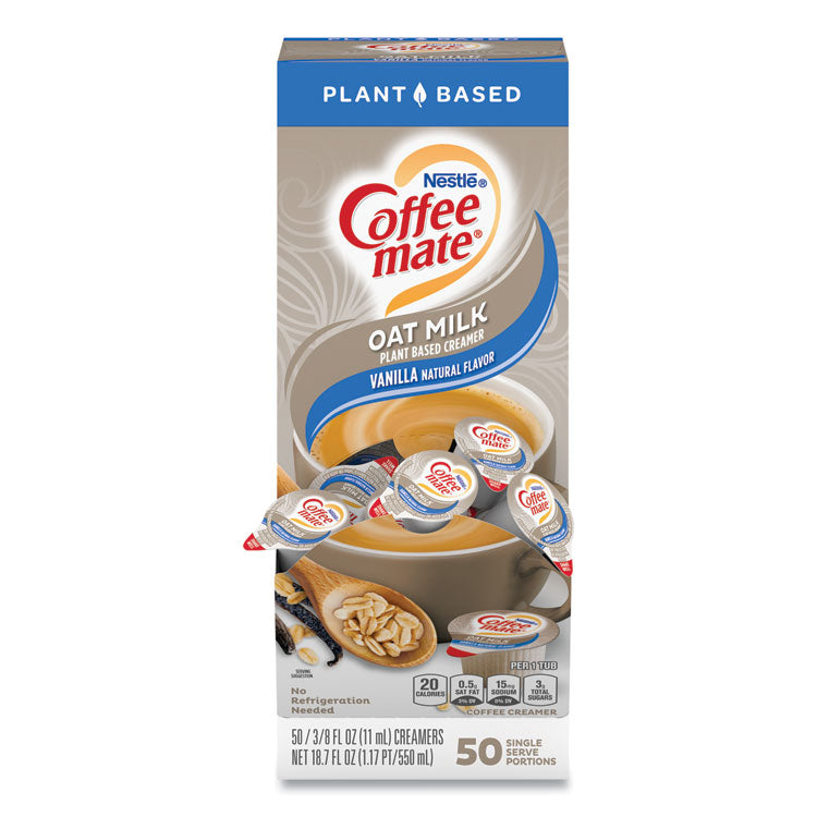 Coffee mate - Plant-Based Oat Milk Liquid Creamers, Natural Vanilla, 0.38 oz Mini Cups, 50/Box