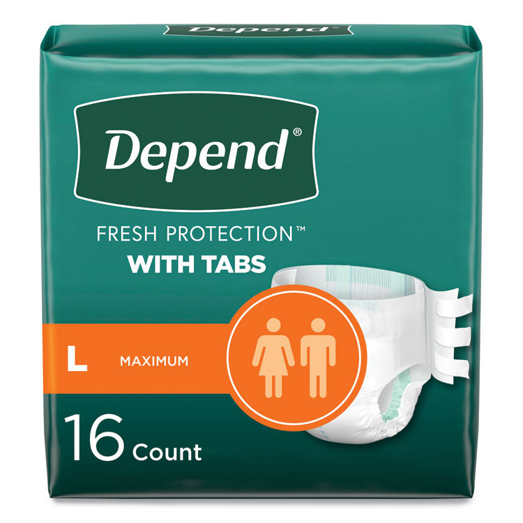 Depend - Incontinence Protection with Tabs, 35" to 49" Waist, 20/Pack, 3 Packs/Carton