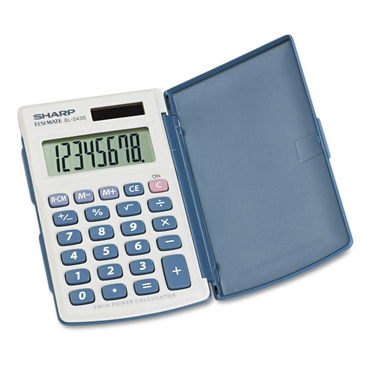 Sharp - EL-243SB Solar Pocket Calculator, 8-Digit LCD