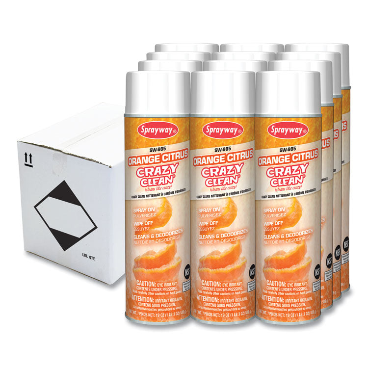 Sprayway - Orange Citrus Crazy Clean, Orange Scent, 19 oz Aerosol Spray, Dozen