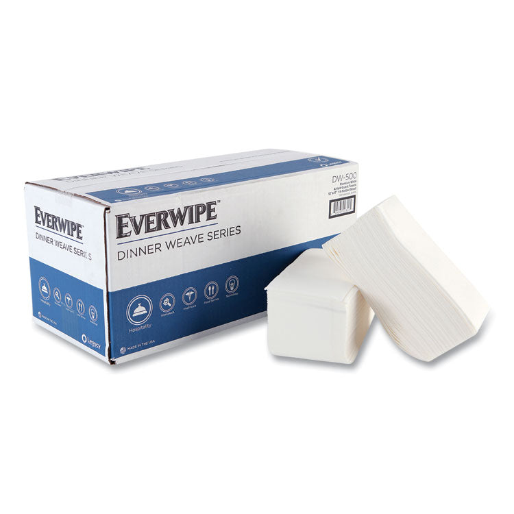 Everwipe - Premium Linen-Like Guest Towel Napkins, 2-Ply, 12" x 17", White, 100/Pack, 5 Packs/Carton