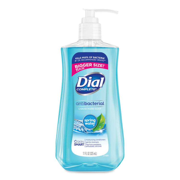 Dial - Antibacterial Liquid Hand Soap, Spring Water, 11 oz Pump Bottle, 12/Carton