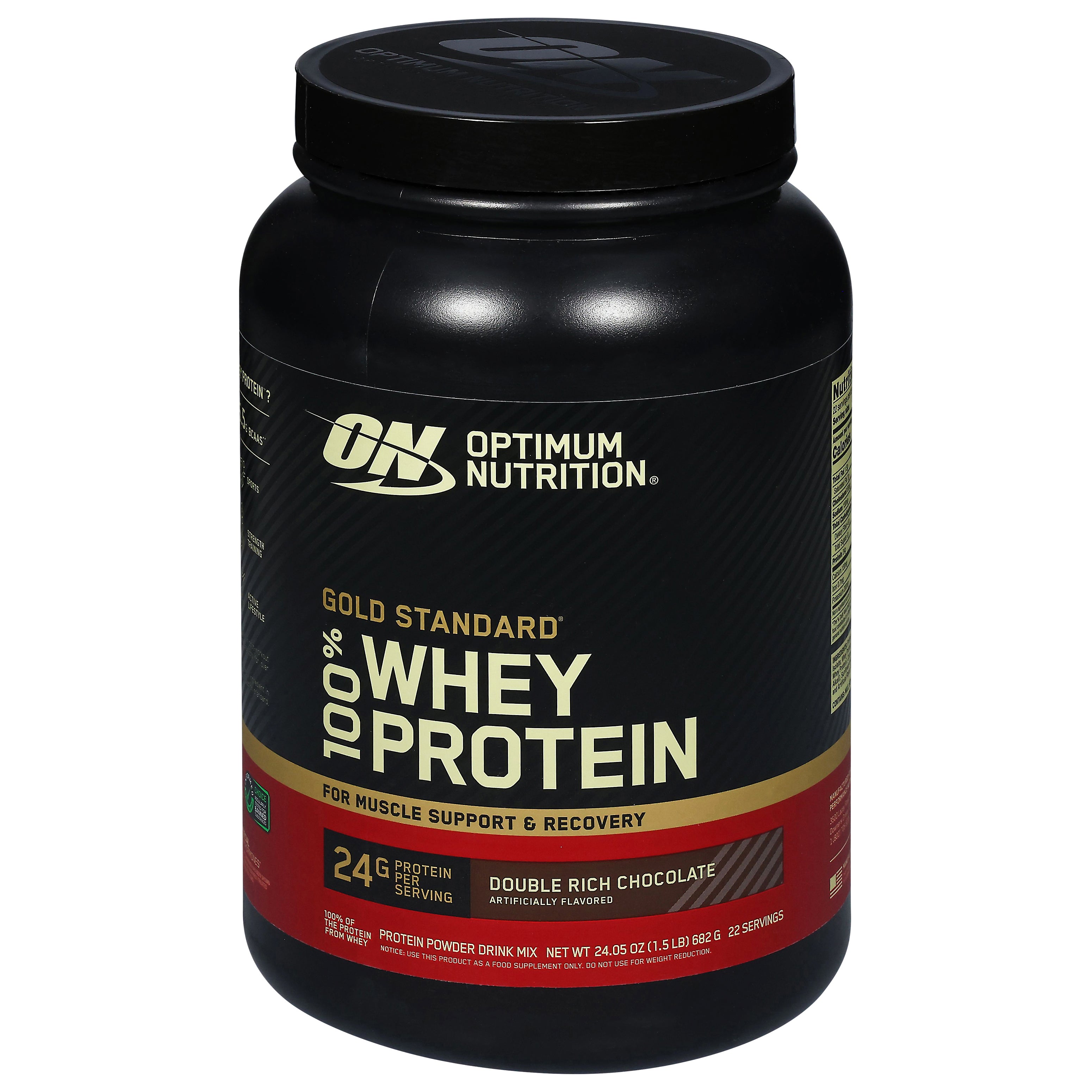 Optimum Nutrition Gold Standard 100% Whey Protein Double Rich Chocolate Protein Powder Drink Mix 24.05 oz - Case of 1