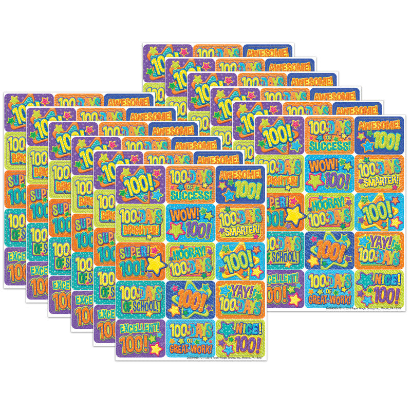 EUREKA - Color My World 100 Days Success Stickers, 120 Per Pack, 12 Packs