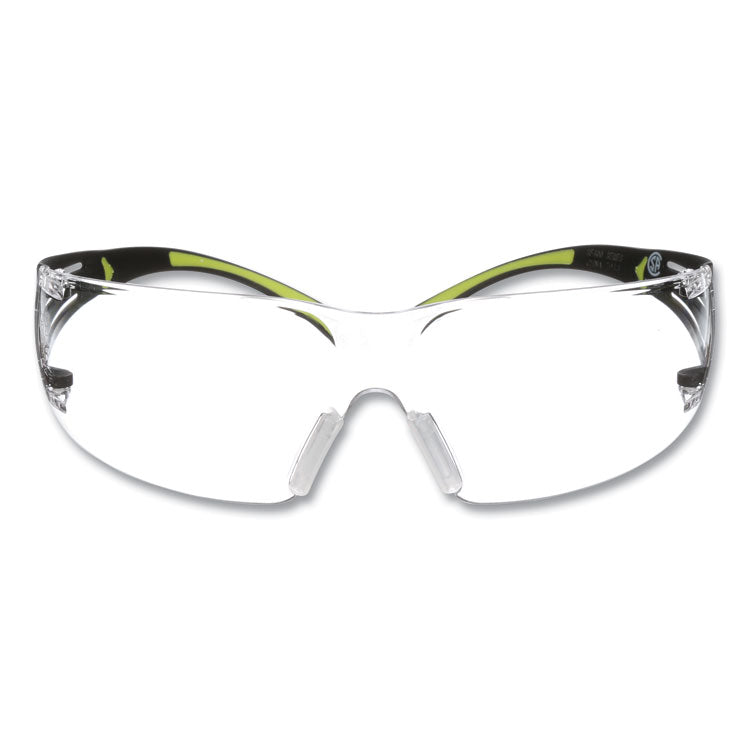 3M - SecureFIt Protective Eyewear, 400 Series, Green Plastic Frame, Clear Polycarbonate Lens