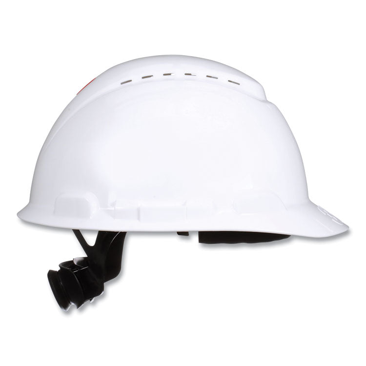 3M - SecureFit H-Series Hard Hats, H-700 Front-Brim Cap with UV Indicator, 4-Point Pressure Diffusion Ratchet Suspension, White