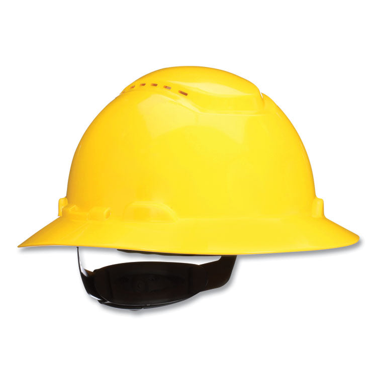 3M - SecureFit H-Series Hard Hats, H-800 Vented Hat with UV Indicator, 4-Point Pressure Diffusion Ratchet Suspension, Yellow