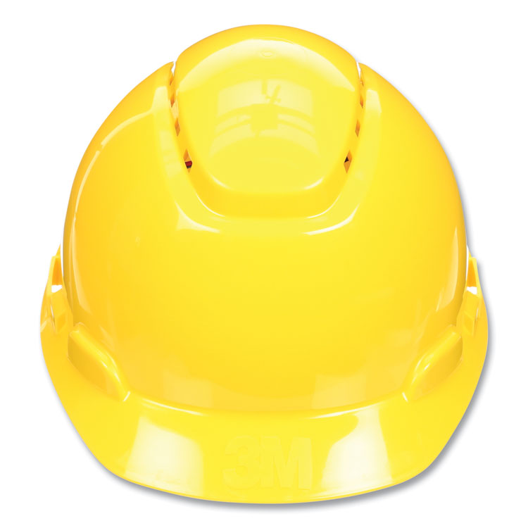 3M - SecureFit H-Series Hard Hats, H-700 Vented Cap with UV Indicator, 4-Point Pressure Diffusion Ratchet Suspension, Yellow