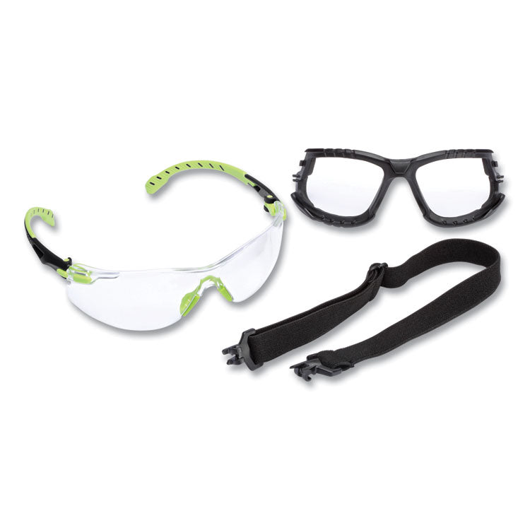 3M - Solus 1000-Series Safety Glasses, Green Plastic Frame, Clear Polycarbonate Lens