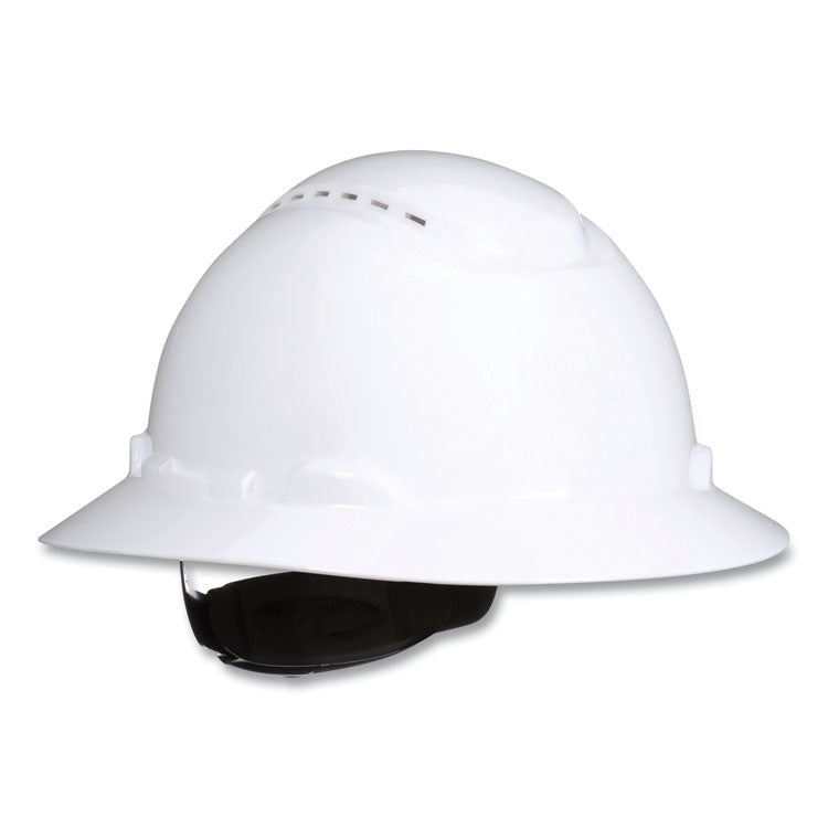 3M - SecureFit H-Series Hard Hats, H-800 Vented Hat with UV Indicator, 4-Point Pressure Diffusion Ratchet Suspension, White