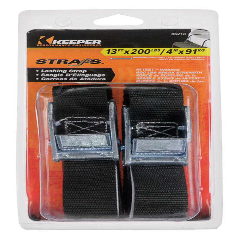 KEEPER - Keeper 1 in. W X 13 ft. L Black Lashing Strap 200 lb 2 pk [85213]