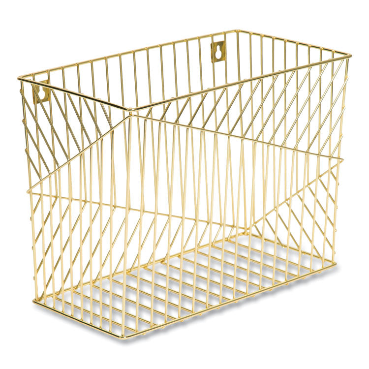 U Brands - Vena Hanging File Basket, Letter Size, 6.85" Long, Gold