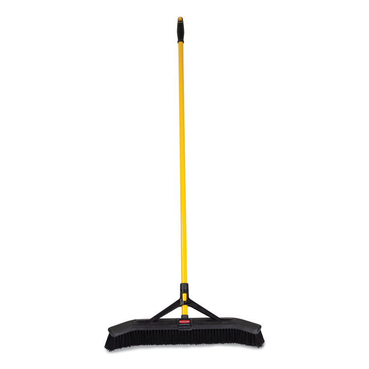 Rubbermaid Commercial - Maximizer Push-to-Center Broom, 24", Polypropylene Bristles, Yellow/Black