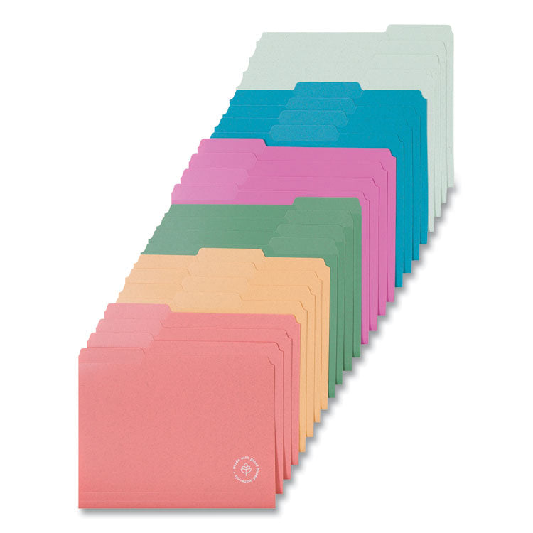 U Brands - U ECO Poly File Folders, 1/3 Cut Tabs: Assorted, Letter Size, 0.5" Expansion, Assorted Colors, 24/Pack