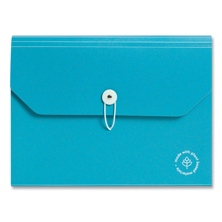 U Brands - U ECO 13-Pocket Expandable File, 9.75" Expansion, 13 Sections; Button/Elastic Closure, 1/12-Cut Tabs, Letter Size, Ocean