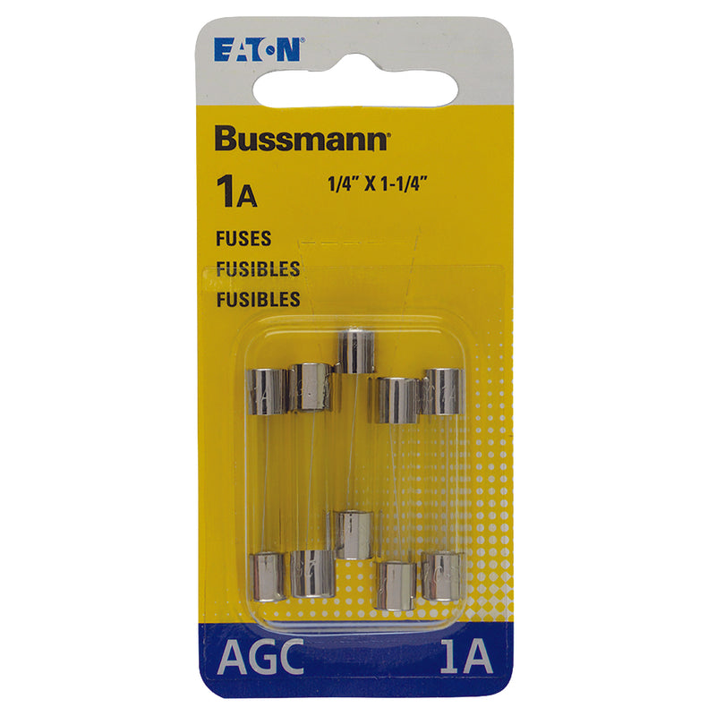 BUSS - Bussmann 1 amps AGC Clear Glass Tube Fuse 5 pk - Case of 5