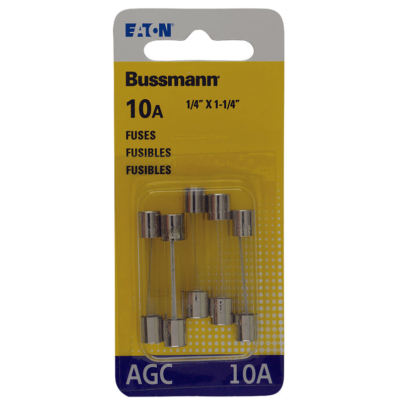 BUSS - Bussmann 10 amps AGC Clear Glass Tube Fuse 5 pk - Case of 5