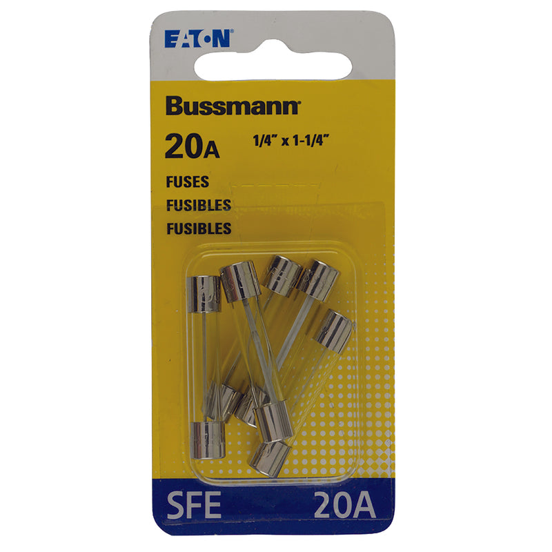 BUSS - Bussmann 20 amps SFE Clear Glass Tube Fuse 5 pk - Case of 5