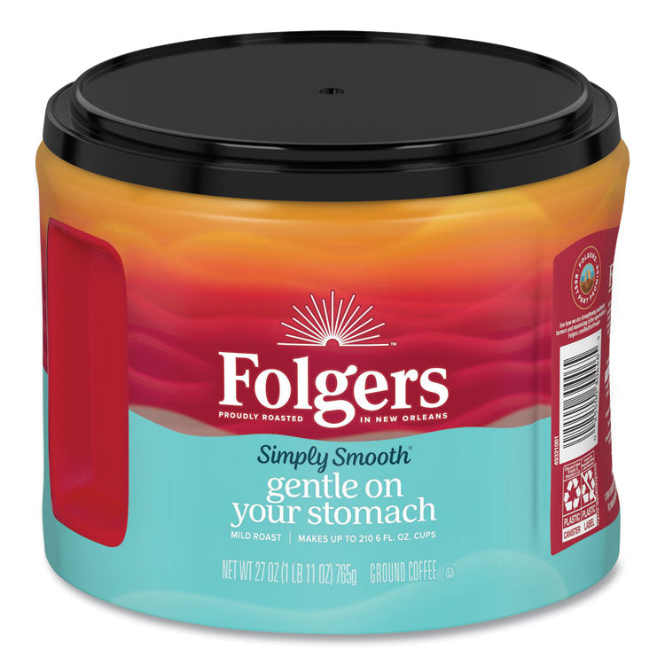 Folgers - Simply Smooth Ground Coffee, Gentle On Your Stomach, 27 oz Canister