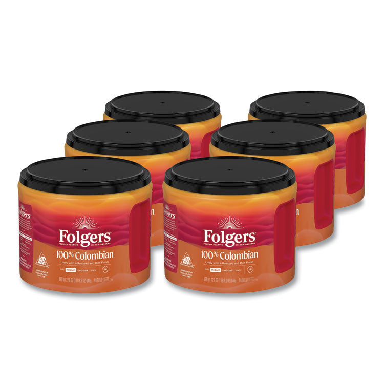 Folgers - 100% Columbian Coffee, 22.6 oz Canister, 6/Carton