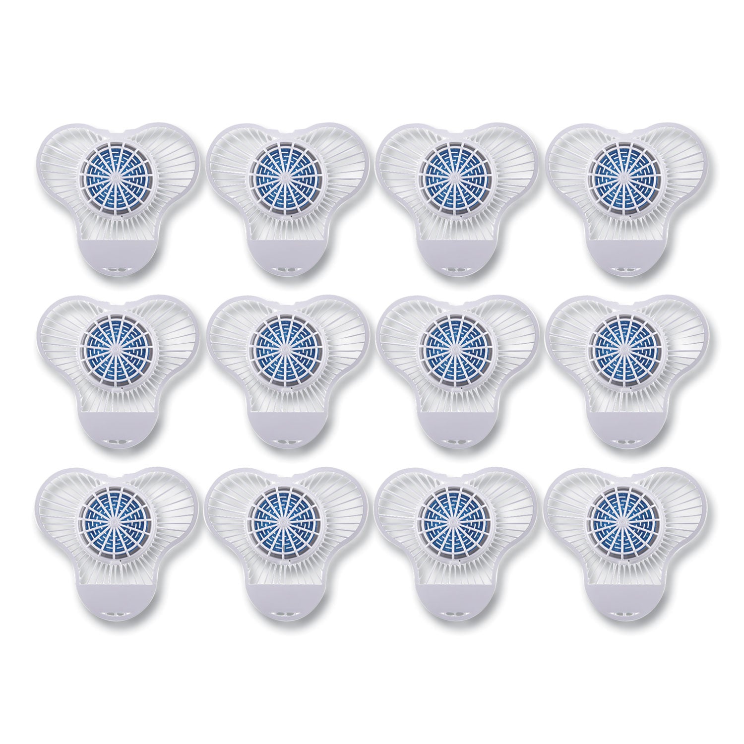 Urinal Screen with Non-Para Deodorizer Block, Green Apple Scent, Blue/White, 3.25 oz, 12/Box