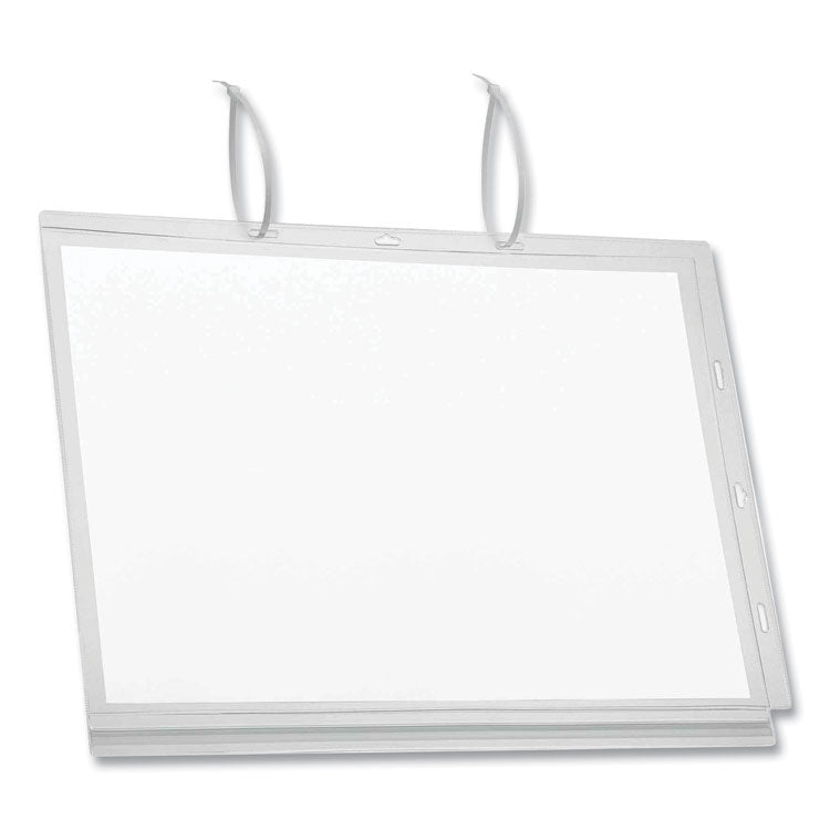 Durable - Water-Resistant Sign Holder Pockets with Cable Ties, 11 x 17, Clear Frame, 5/Pack