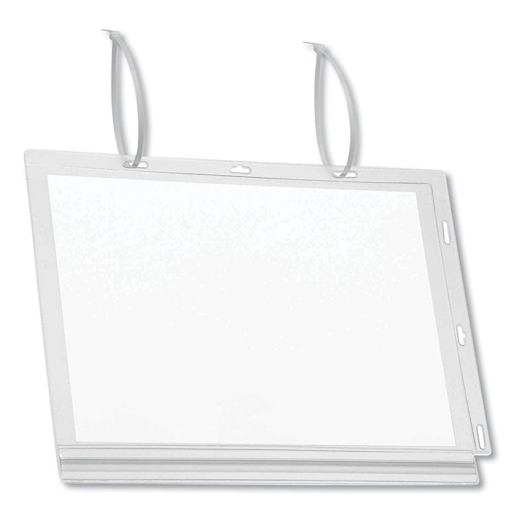 Durable - Water Resistant Sign Holder Pockets with Cable Ties, 8.5 x 11, Clear Frame, 5/Pack