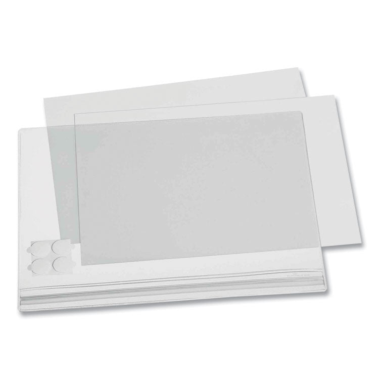 Durable - Self-Adhesive Water-Resistant Sign Holder, 8.5 x 11, Clear Frame, 5/Pack