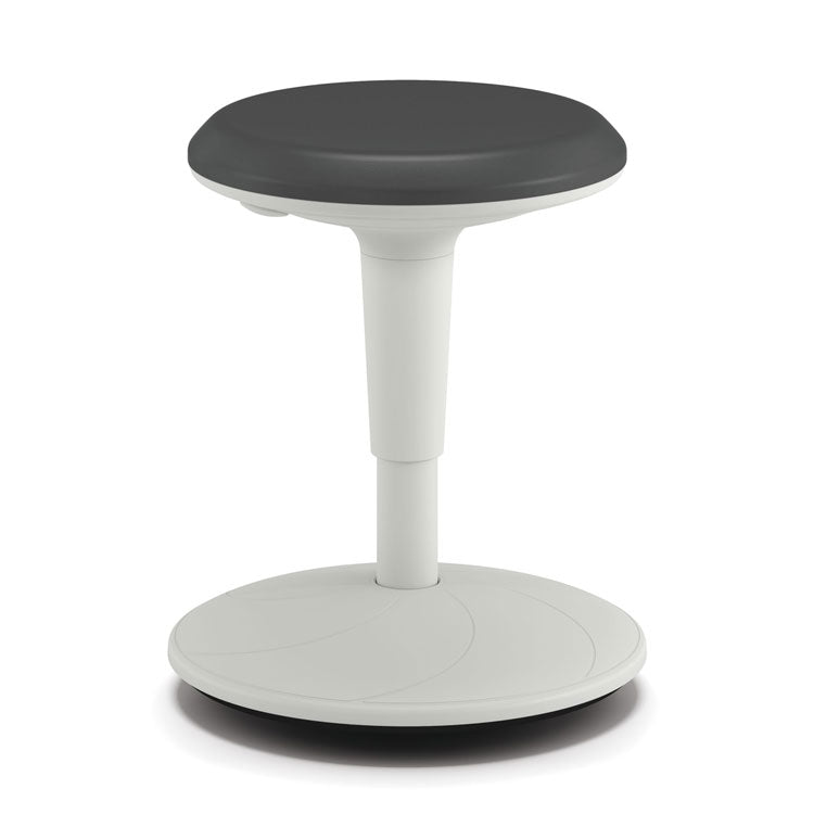 HON - Revel Adjustable Height Fidget Stool, Backless, Supports Up to 250 lb, 13.75" to 18.5" Seat Height, Charcoal Seat, White Base