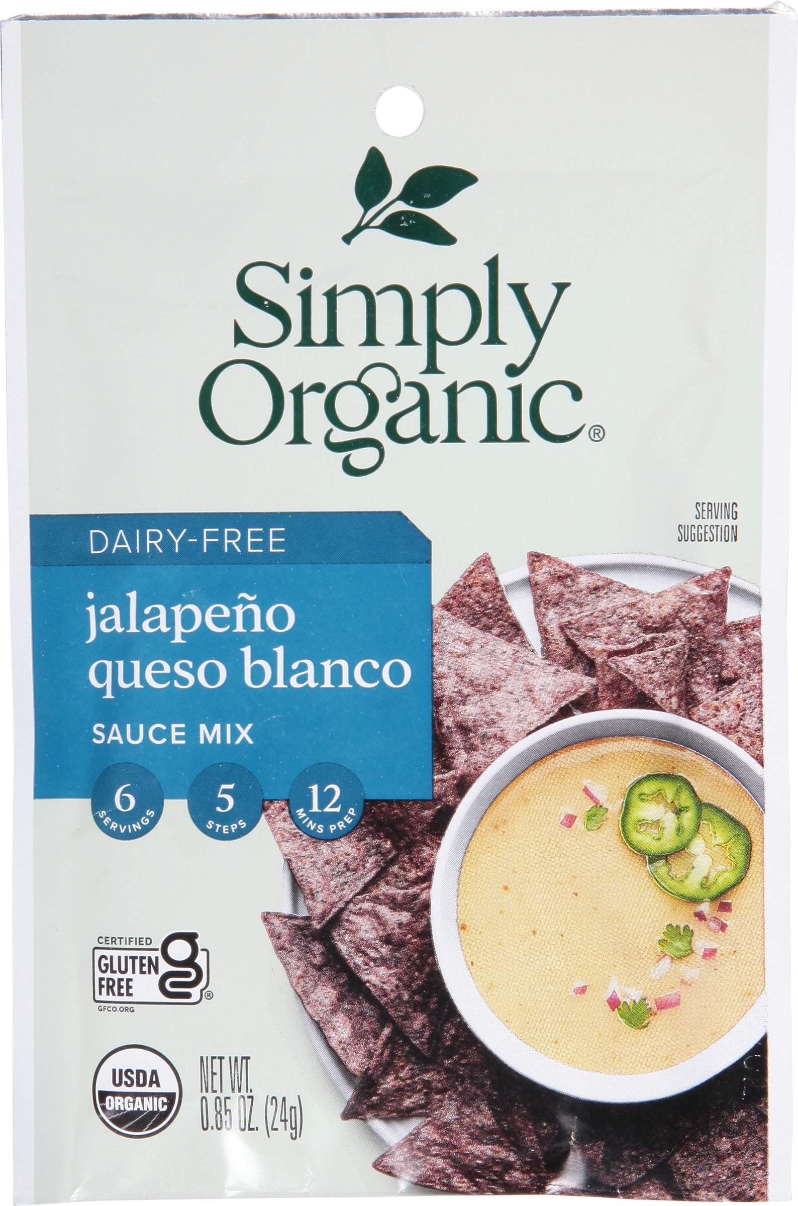 Simply Organic Dairy-Free Jalapeno Queso Blanco Sauce Mix 0.85 oz - Case of 12
