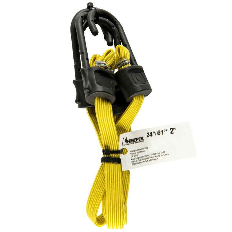 KEEPER - Keeper Yellow Flat Bungee Cord 24 in. L X 0.315 in. 2 pk