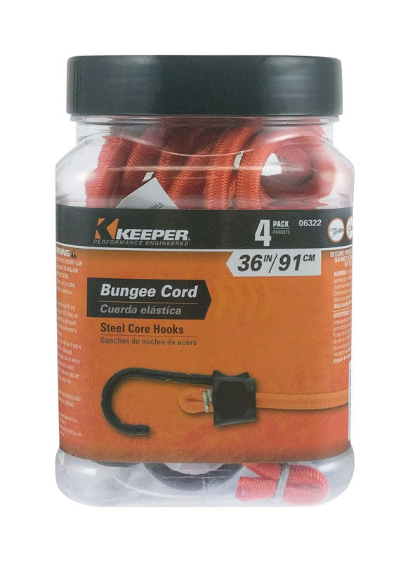 KEEPER - Keeper Black/Orange Bungee Cord 36 in. L X 0.374 in. 1 pk