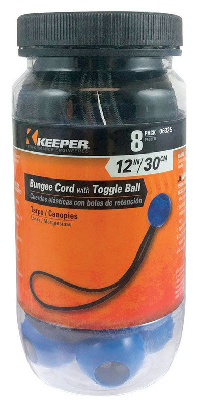 KEEPER - Keeper Black/Blue Bungee Ball Cord 12 in. L X 0.374 in. 8 pk