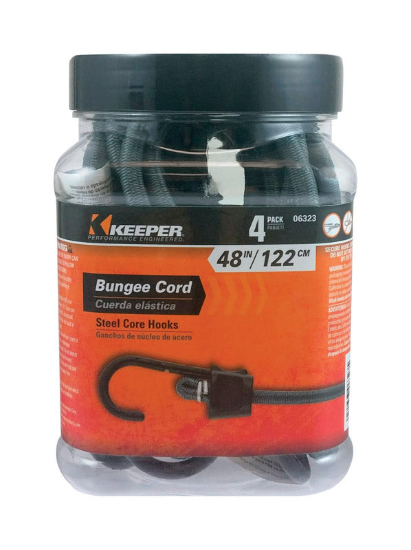 KEEPER - Keeper Black/Gray Bungee Cord 48 in. L X 0.374 in. 4 pk