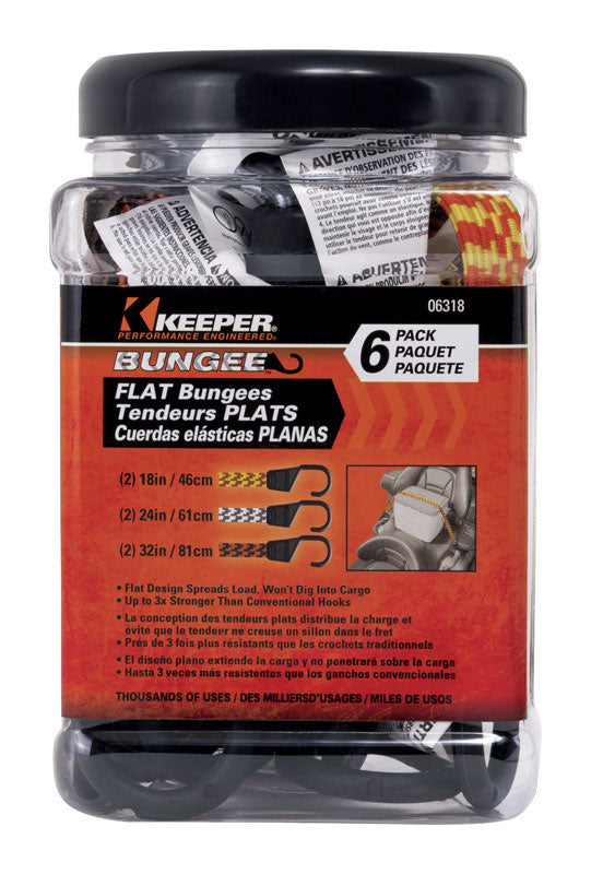 KEEPER - Keeper Assorted Flat Bungee Cord .0787 in. 6 pk