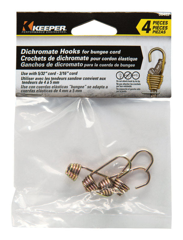 KEEPER - Keeper Gold Bungee Cord Hooks 5/32 in. L X 3/16 in. 4 pk - Case of 10