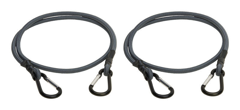 KEEPER - Keeper Gray Carabiner Style Bungee Cord 48 in. L X 0.315 in. 2 pk