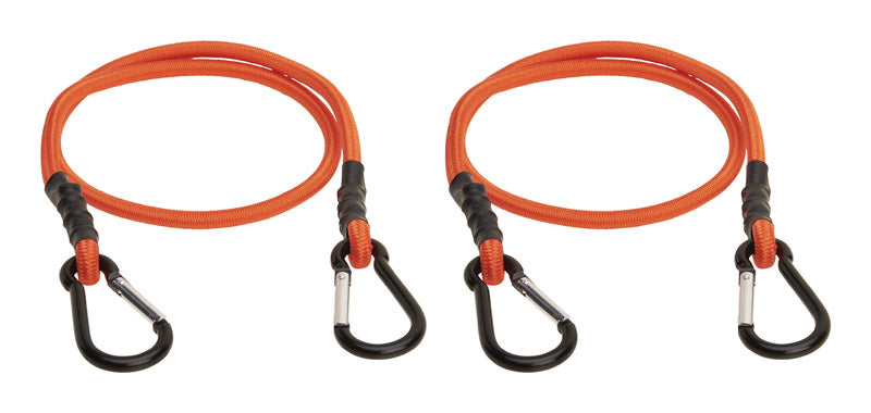 KEEPER - Keeper Orange Carabiner Style Bungee Cord 36 in. L X 0.315 in. 2 pk