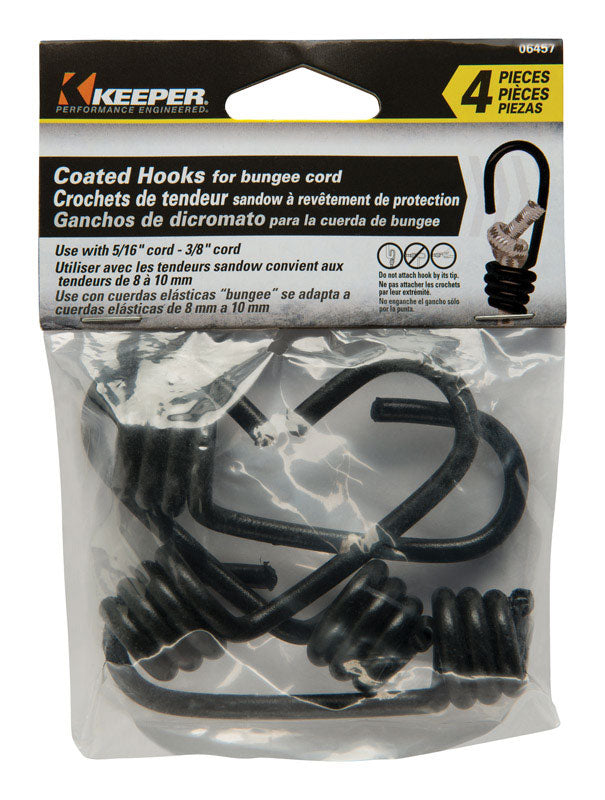 KEEPER - Keeper Black Bungee Cord Hooks 5/16 in. L X 3/8 in. 4 pk - Case of 10