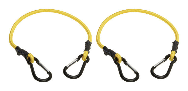 KEEPER - Keeper Yellow Carabiner Style Bungee Cord 24 in. L X 0.315 in. 2 pk